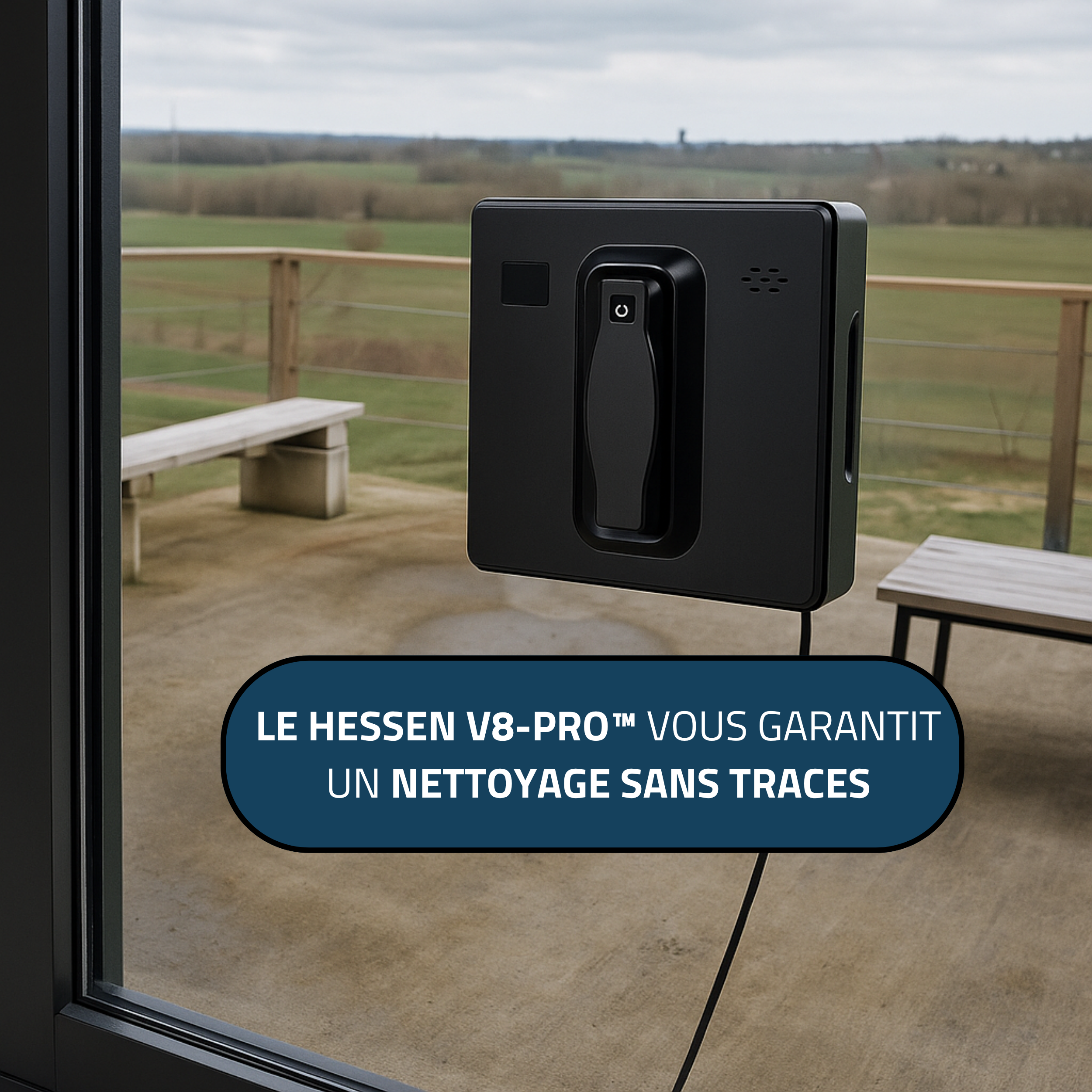 HESSEN V8-Pro™ – Robot Lave-Vitre Automatique à Double Pulvérisation | Pas de Traces | Sécurité Anti-Chute